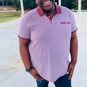 Burgundy / Red polo collar shirt